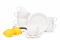 Zestaw filiżanek do kawy ze spodkiem dla 6 osób biały