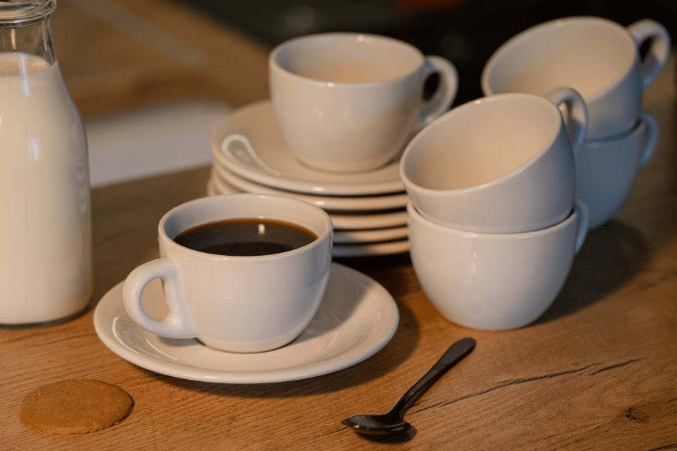 LUPIN Zestaw filiżanek do kawy ze spodkiem dla 6 osób biały biały - zdjęcie 1
