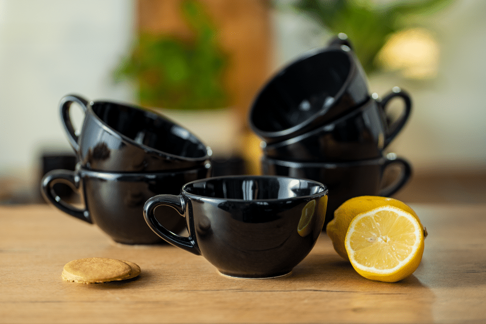 LUPIN Zestaw dużych filiżanek do herbaty dla 6 osób czarny czarny - zdjęcie 1