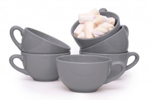 LUPIN, https://konsimo.pl/kolekcja/lupin/ Zestaw dużych filiżanek do herbaty dla 6 osób szary szary - zdjęcie