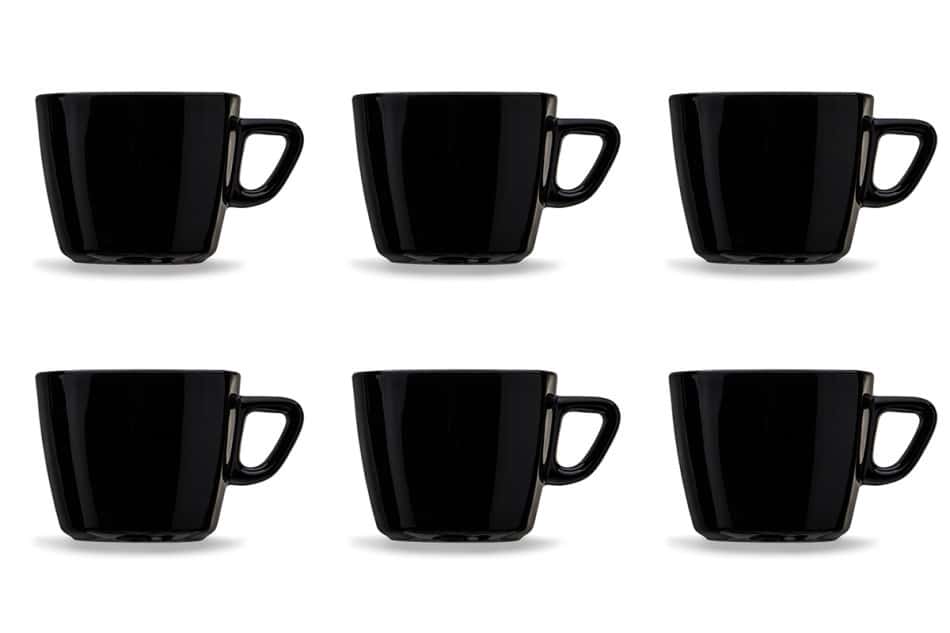 GRESI Nowoczesny zestaw filiżanek do kawy dla 6 osób czarny czarny - zdjęcie 0