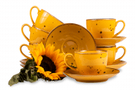 Zestaw dużych filiżanek ze spodkiem polska porcelana dla 6 osób Cottage Yellow