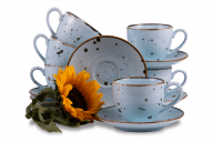 Zestaw dużych filiżanek ze spodkiem polska porcelana dla 6 osób Cottage Sky