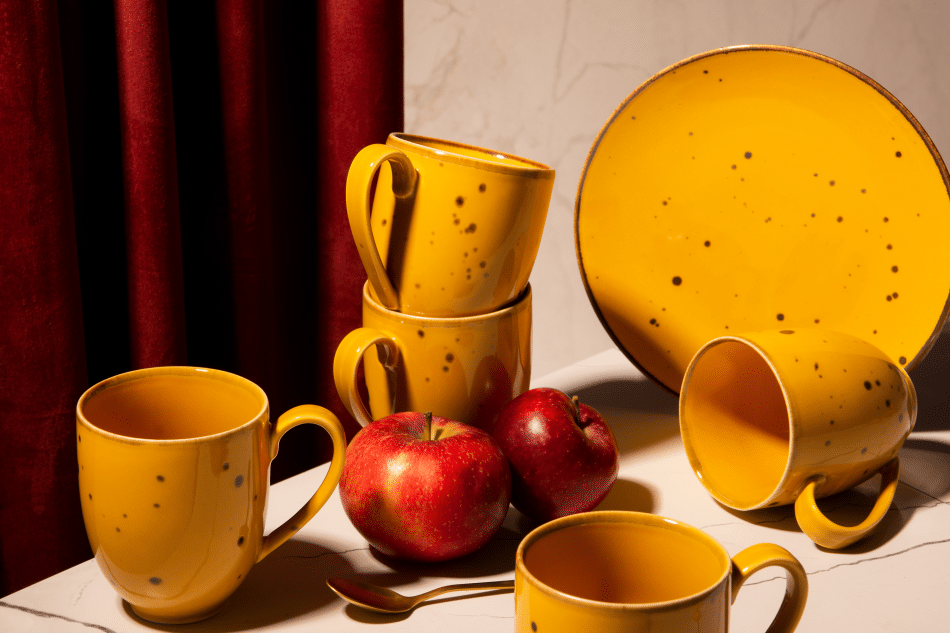 ALUMINA Zestaw dużych kubków polska porcelana dla 6 osób Cottage Yellow Cottage Yellow - zdjęcie 1