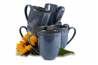 Zestaw dużych kubków polska porcelana dla 6 osób Cottage Graphit