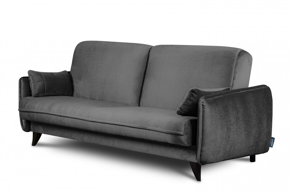 GRINDE Nowoczesna sofa z funkcją spania welur szara szary - zdjęcie 3