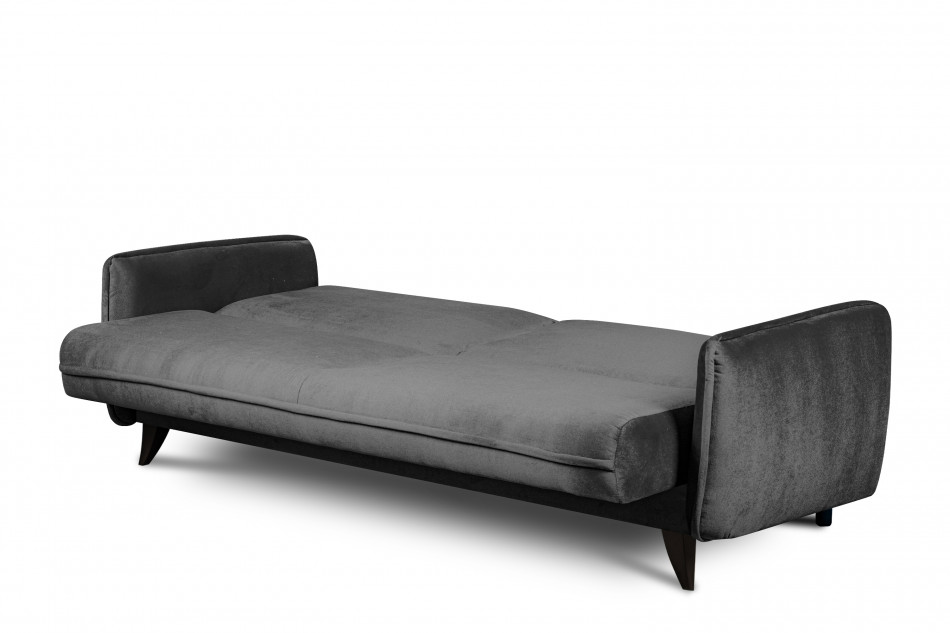 GRINDE Nowoczesna sofa z funkcją spania welur szara szary - zdjęcie 6