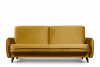GRINDE Nowoczesna sofa z funkcją spania welur musztarda musztardowy - zdjęcie 4