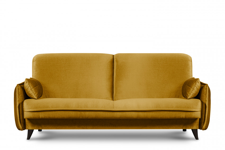 GRINDE Nowoczesna sofa z funkcją spania welur musztarda musztardowy - zdjęcie 0