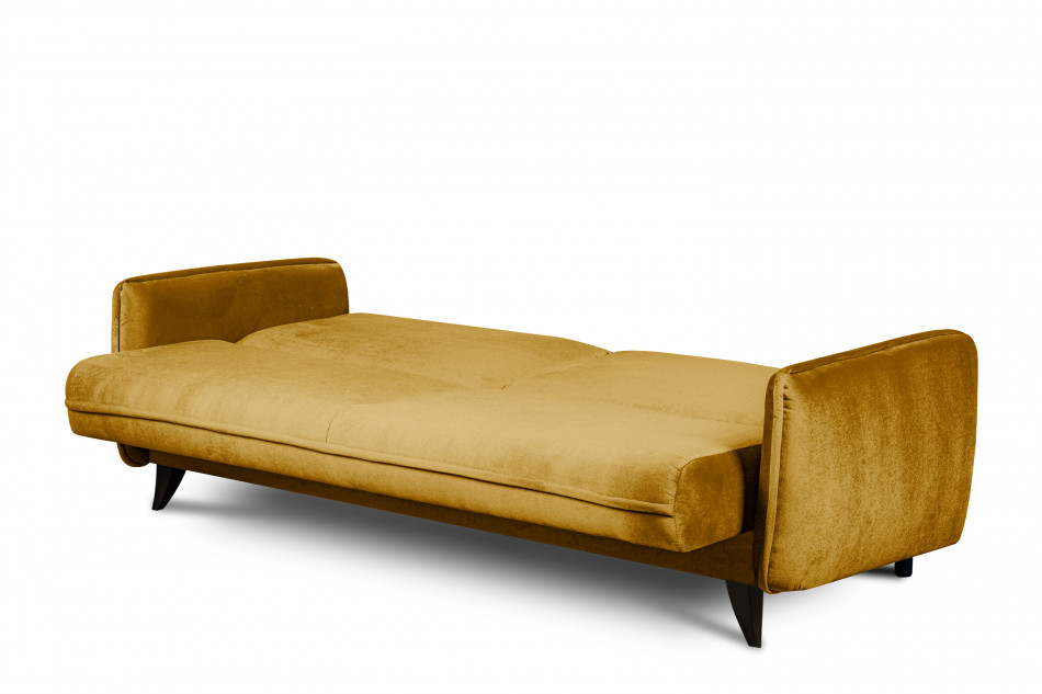 GRINDE Nowoczesna sofa z funkcją spania welur musztarda musztardowy - zdjęcie 6