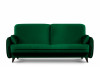 GRINDE Nowoczesna sofa z funkcją spania welur butelkowa zieleń ciemny zielony - zdjęcie 1