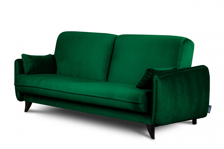 GRINDE Nowoczesna sofa z funkcją spania welur butelkowa zieleń ciemny zielony - zdjęcie 2