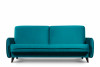 GRINDE Nowoczesna sofa z funkcją spania welur morski morski - zdjęcie 3