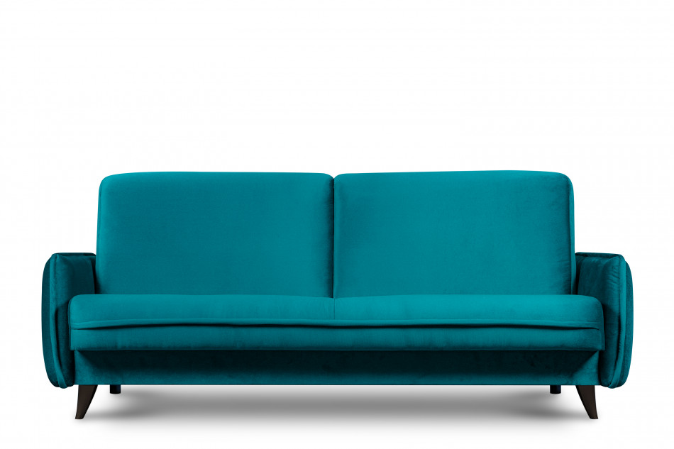 GRINDE Nowoczesna sofa z funkcją spania welur morski morski - zdjęcie 2