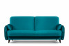 GRINDE Nowoczesna sofa z funkcją spania welur morski morski - zdjęcie 1