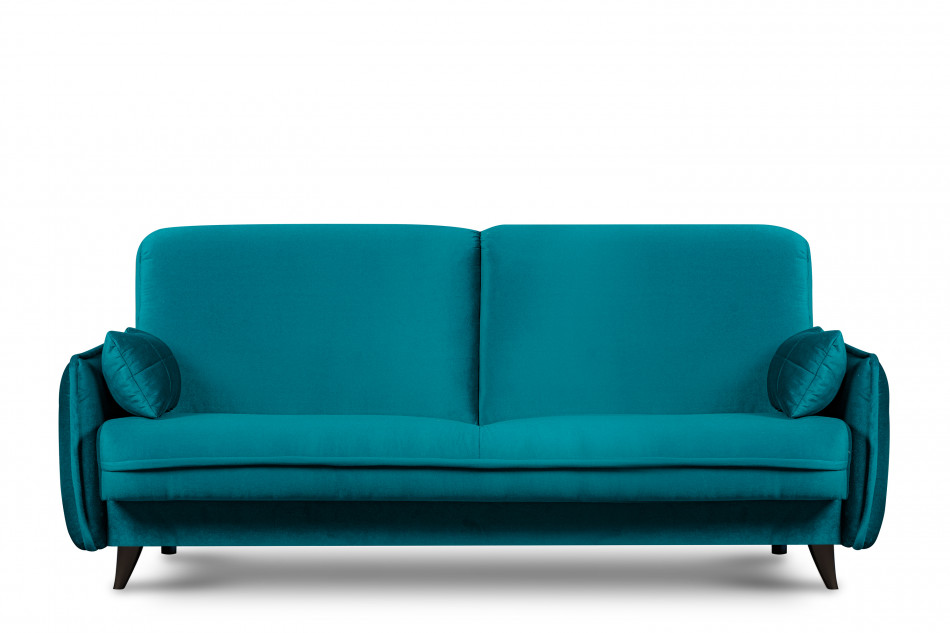 GRINDE Nowoczesna sofa z funkcją spania welur morski morski - zdjęcie 0