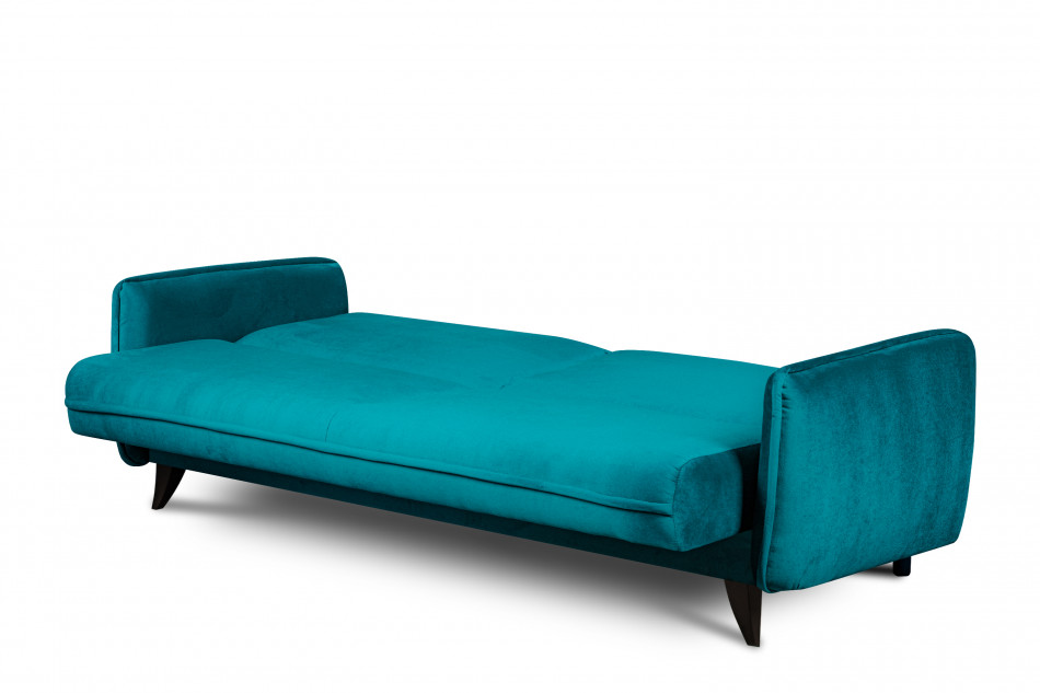 GRINDE Nowoczesna sofa z funkcją spania welur morski morski - zdjęcie 6