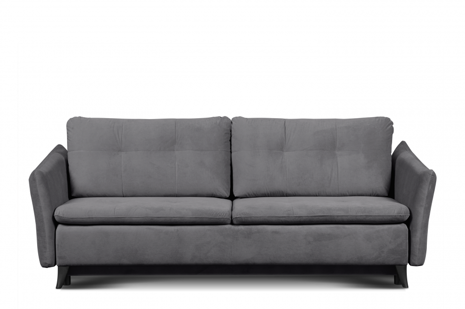 TENUS Sofa trzyosobowa w stylu klasycznym matowy welur szara szary - zdjęcie 0
