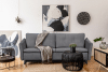 TENUS Sofa trzyosobowa w stylu klasycznym matowy welur szara szary - zdjęcie 2