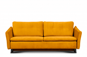 TENUS, https://konsimo.pl/kolekcja/tenus/ Sofa trzyosobowa w stylu klasycznym matowy welur żółta żółty - zdjęcie