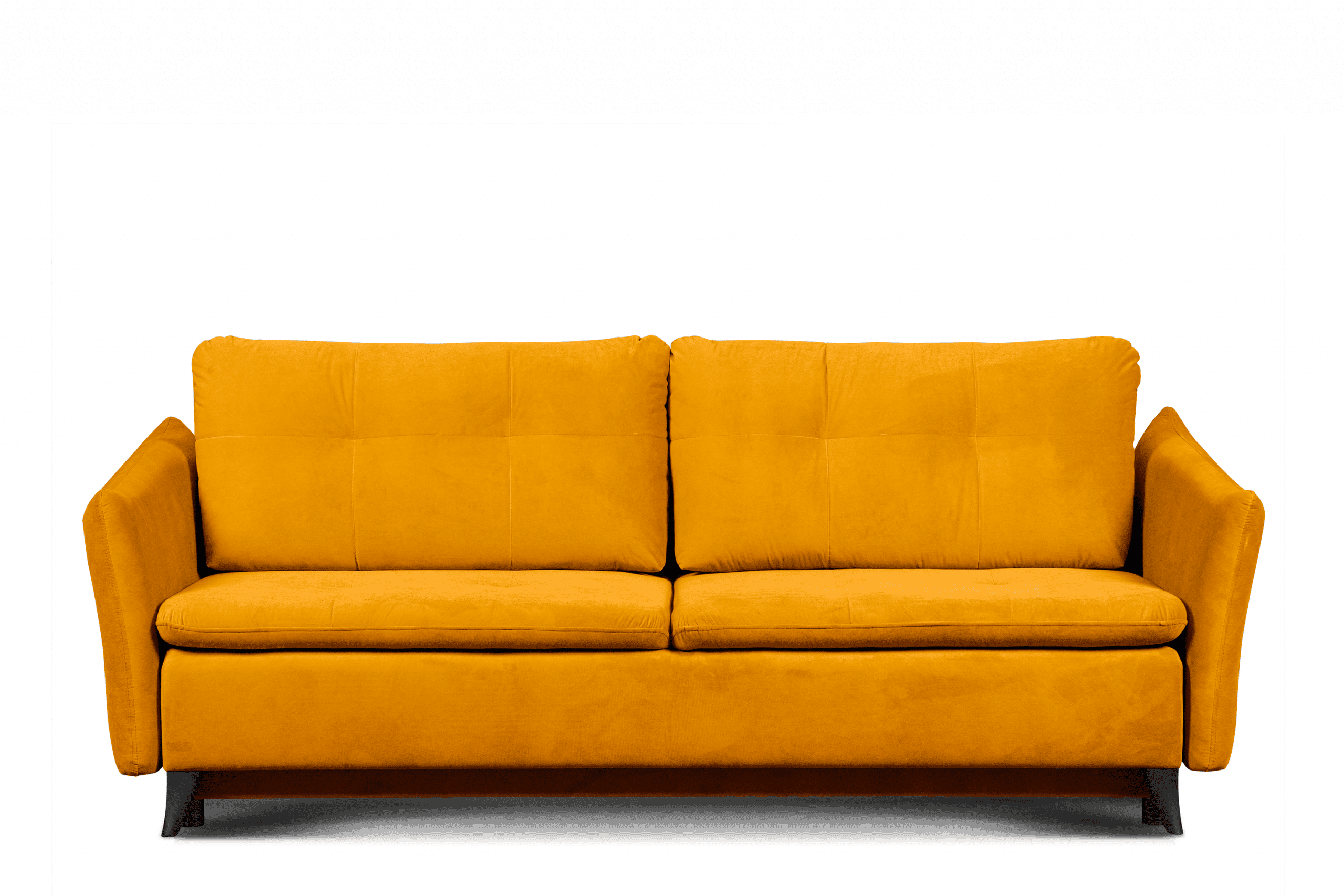 Sofa trzyosobowa w stylu klasycznym matowy welur żółta