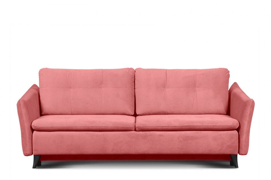 TENUS Sofa trzyosobowa w stylu klasycznym matowy welur różowa różowy - zdjęcie 0