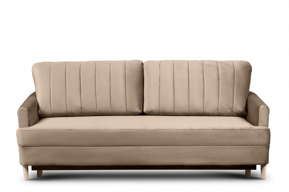 RAGNO Elegancka sofa rozkładana welurowa beżowa beżowy - zdjęcie 0