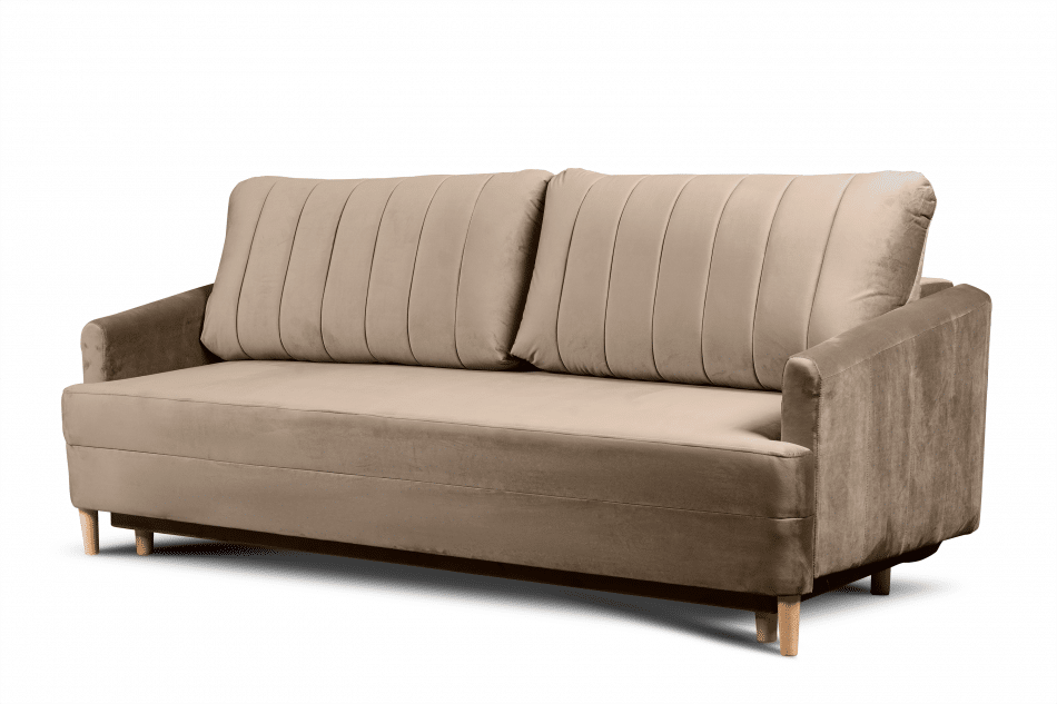 RAGNO Elegancka sofa rozkładana welurowa beżowa beżowy - zdjęcie 4