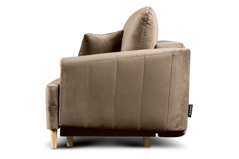 RAGNO Elegancka sofa rozkładana welurowa beżowa beżowy - zdjęcie 2
