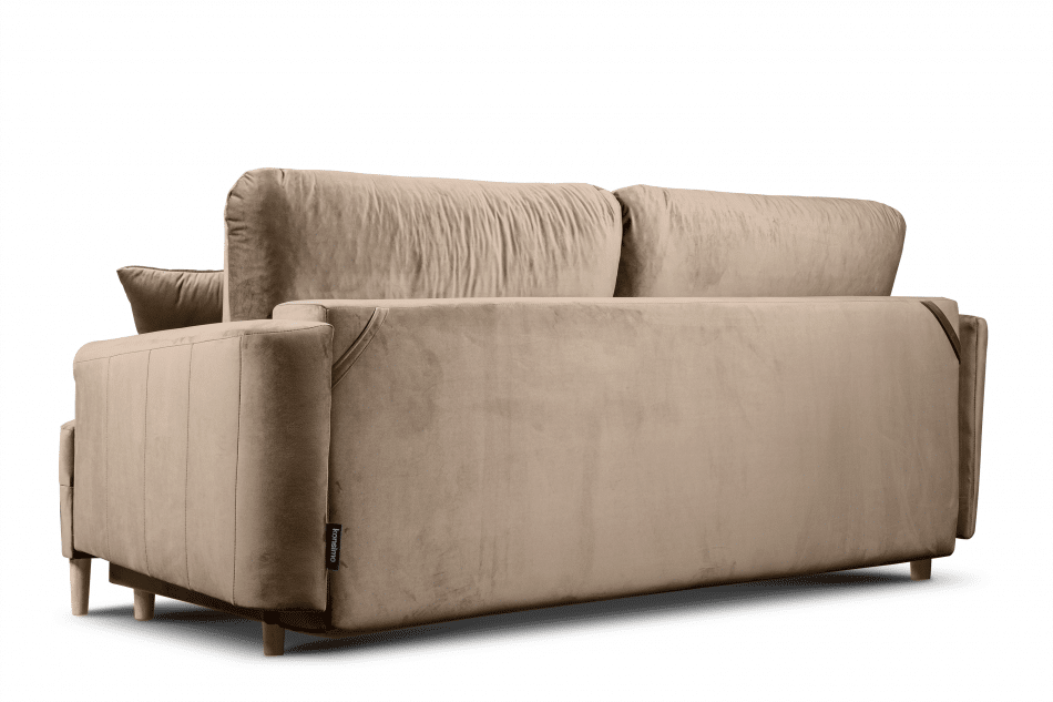 RAGNO Elegancka sofa rozkładana welurowa beżowa beżowy - zdjęcie 3