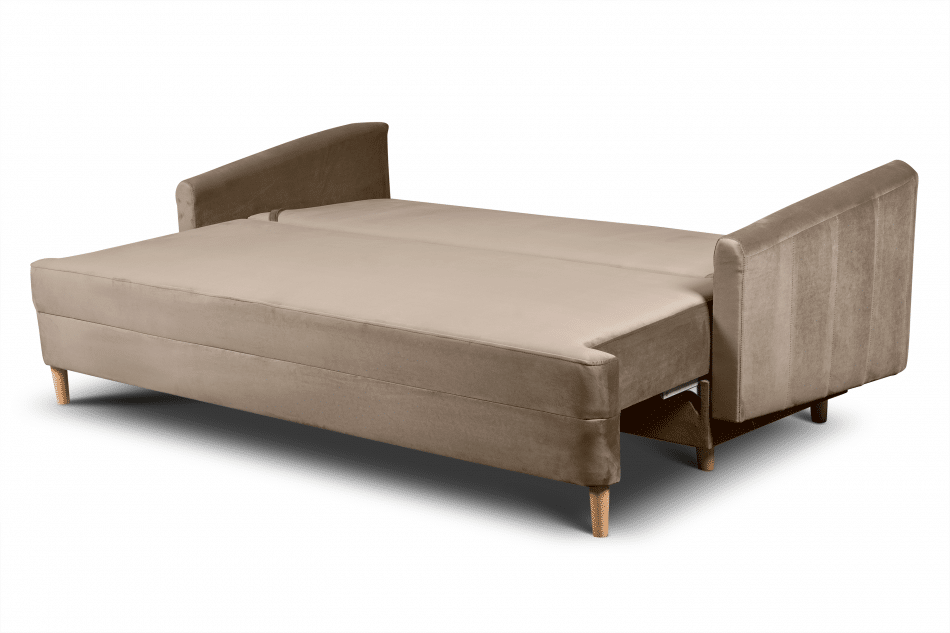 RAGNO Elegancka sofa rozkładana welurowa beżowa beżowy - zdjęcie 5
