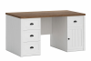 LEMAS Duże biurko z szufladami i półkami styl prowansalski białe biały/ciemny dąb - zdjęcie 1