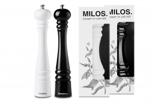 MILOS, https://konsimo.pl/kolekcja/milos/ Komplet dwóch młynków, 32 cm czarny biały/czarny - zdjęcie