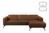 RICANO Narożnik skórzany w stylu loft na nóżkach ciepły brąz prawy brązowy - zdjęcie 1