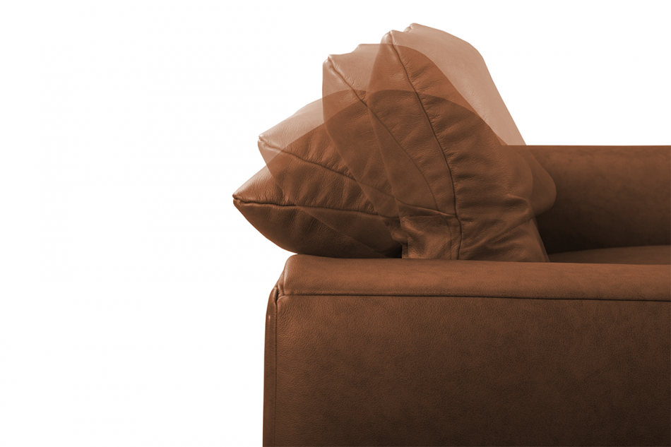 RICANO Narożnik skórzany w stylu loft na nóżkach ciepły brąz prawy brązowy - zdjęcie 3