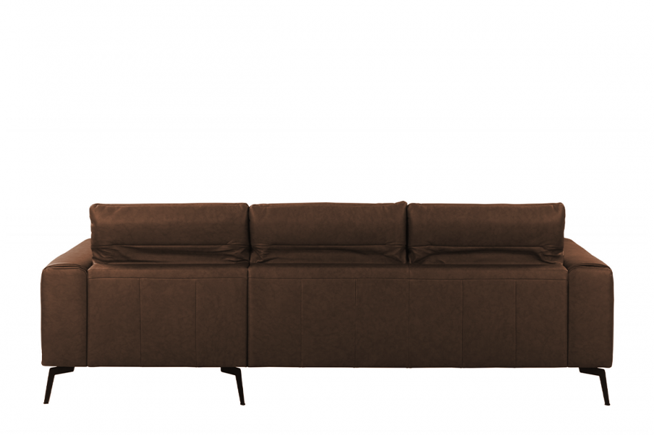RICANO Narożnik skórzany w stylu loft na nóżkach brązowy prawy ciemny brązowy - zdjęcie 6
