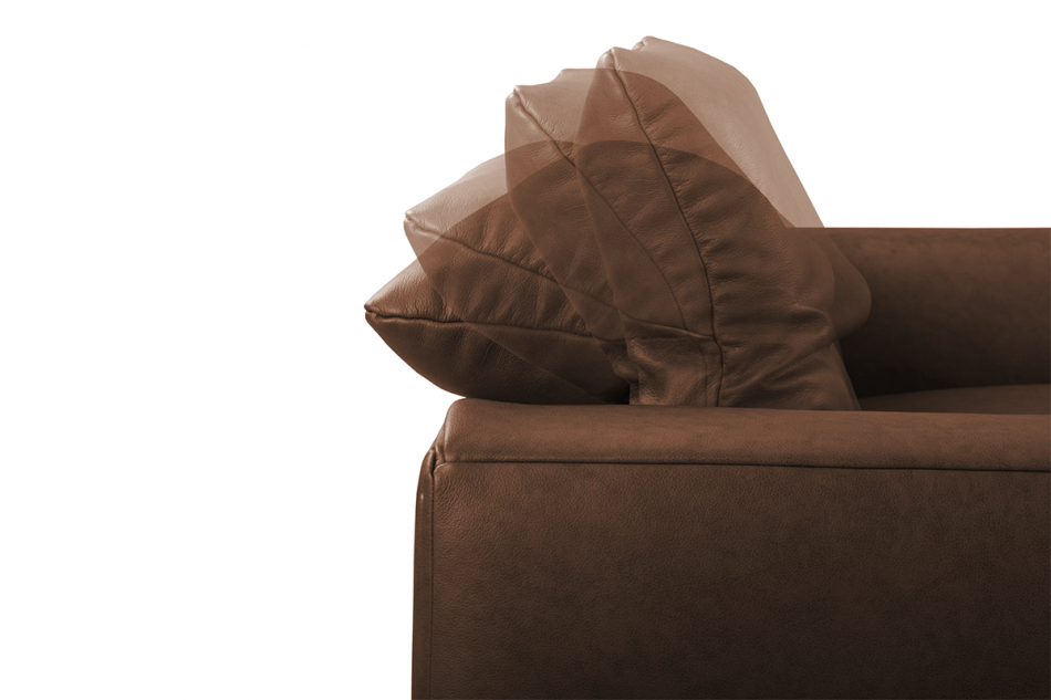 RICANO Narożnik skórzany w stylu loft na nóżkach brązowy prawy ciemny brązowy - zdjęcie 9