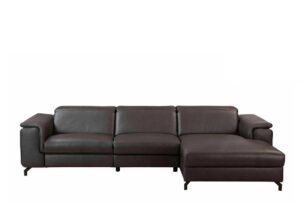 CERTI, https://konsimo.pl/kolekcja/certi/ Skórzany narożnik z funkcją relax brązowy prawy ciemny brązowy - zdjęcie