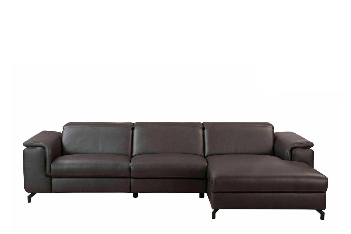 Skórzany narożnik z funkcją relax brązowy prawy