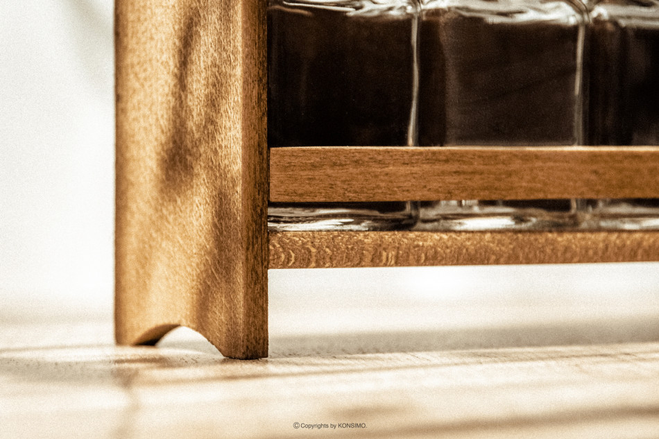 PEPEROS Drewniana półka na przyprawy słoiczki z naklejkami brunatna brunatny olejowany - zdjęcie 10