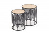 ERIO Komplet okrągłych stolików kawowych z ażurowym czarnym stelażem dąb naturalny/czarny - zdjęcie 1