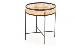 PERICO, https://konsimo.pl/kolekcja/perico/ Rattanowy stolik pomocniczy do salonu naturalny/czarny - zdjęcie