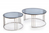 AGESTIS Komplet dwóch szklanych stolików kawowych glamour przeroczysty/srebrny - zdjęcie 6