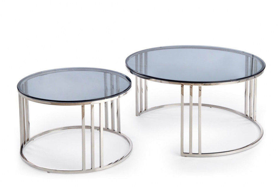 AGESTIS Komplet dwóch szklanych stolików kawowych glamour przeroczysty/srebrny - zdjęcie 5