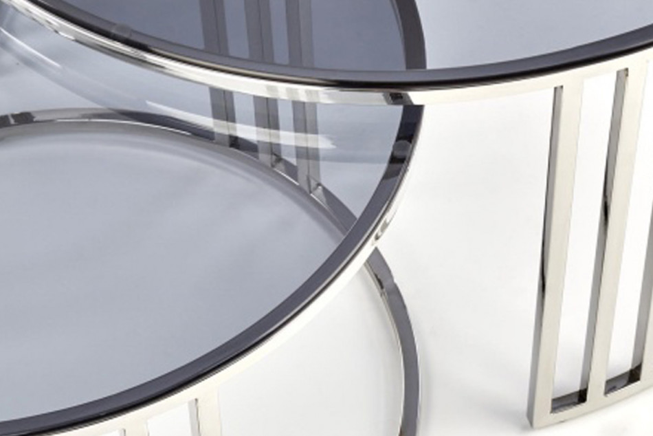 AGESTIS Komplet dwóch szklanych stolików kawowych glamour przeroczysty/srebrny - zdjęcie 4