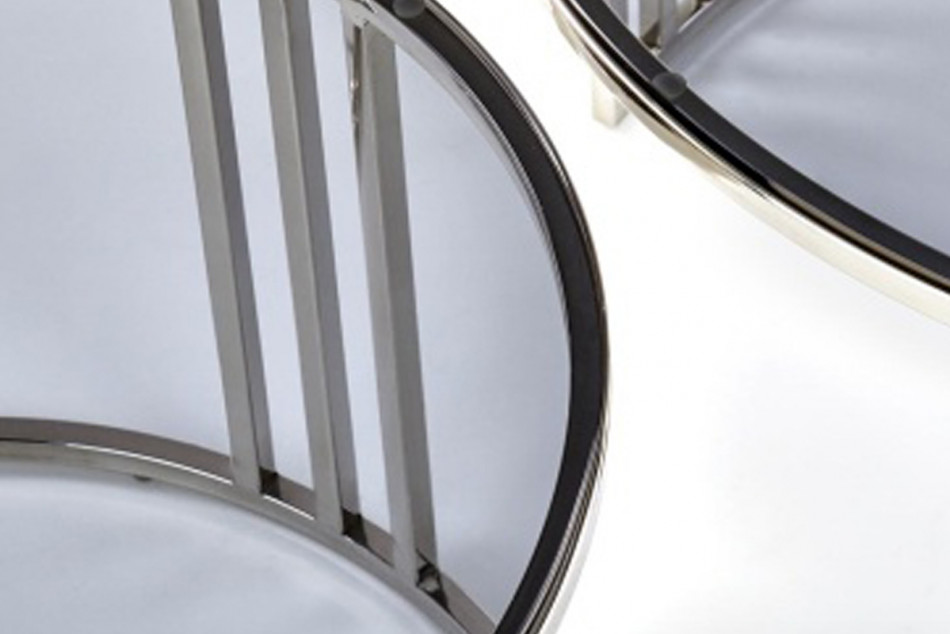 AGESTIS Komplet dwóch szklanych stolików kawowych glamour przeroczysty/srebrny - zdjęcie 3