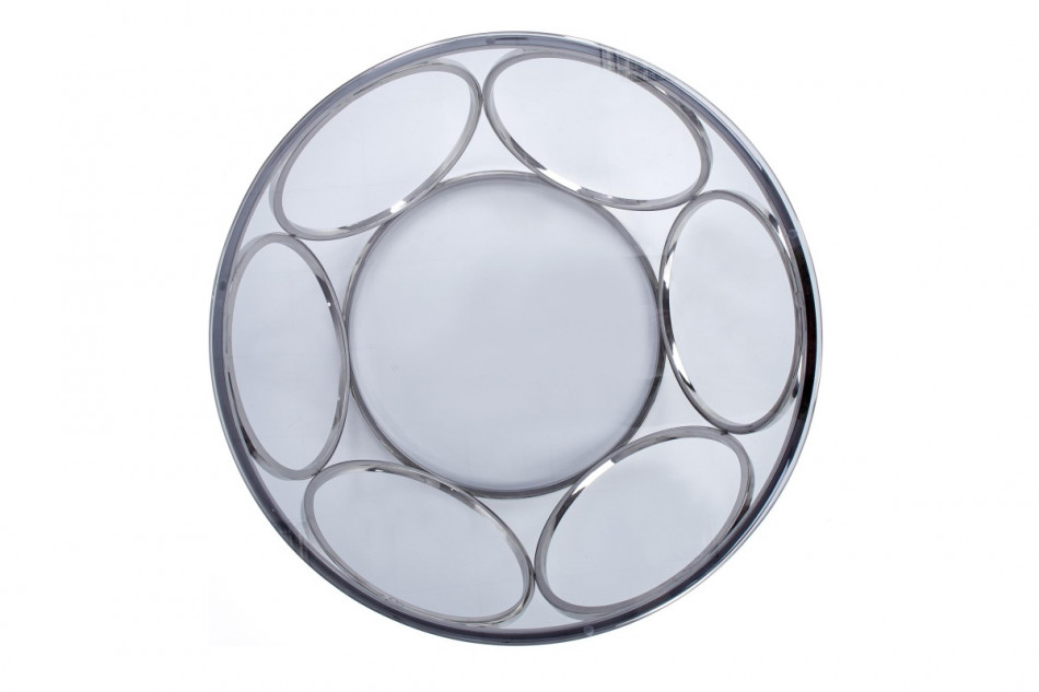 ELBOS Duży okrągły stolik kawowy na stalowym stelażu ze szklanym blatem przeroczysty/srebrny - zdjęcie 1