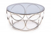 ELBOS Duży okrągły stolik kawowy na stalowym stelażu ze szklanym blatem przeroczysty/srebrny - zdjęcie 1