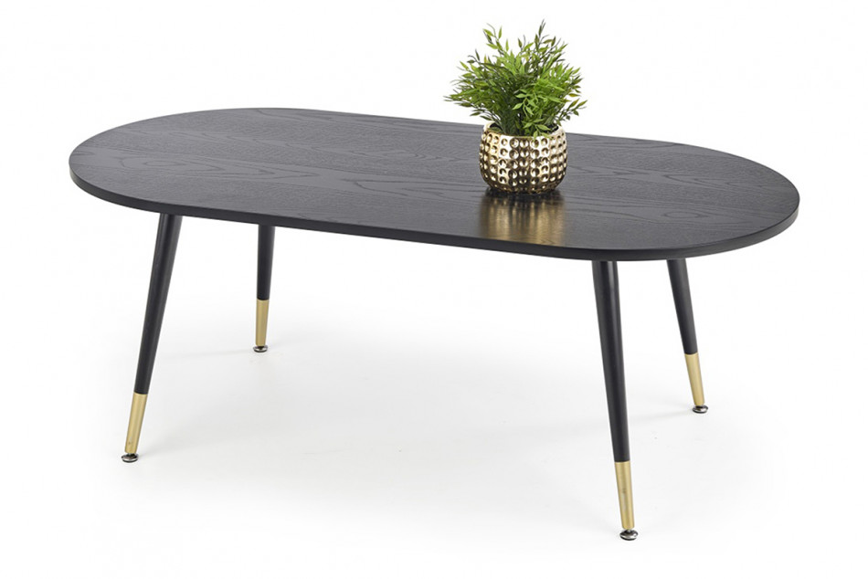 LEVISO Podłużny stolik kawowy do salonu glamour czarny czarny/złoty - zdjęcie 1