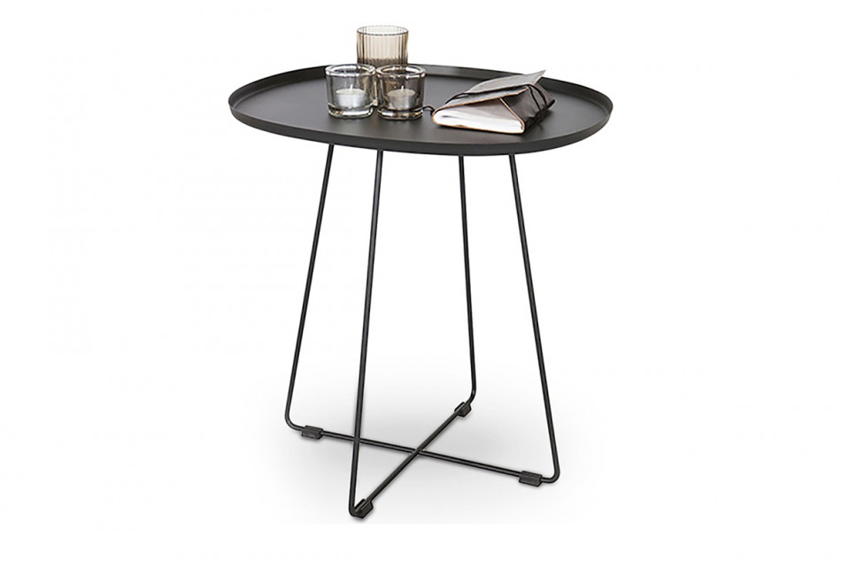 SINNUSI Mały stalowy stolik kawowy czarny czarny - zdjęcie 1